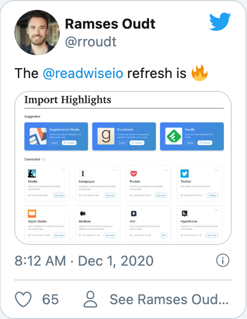 The @readwiseio refresh is 🔥